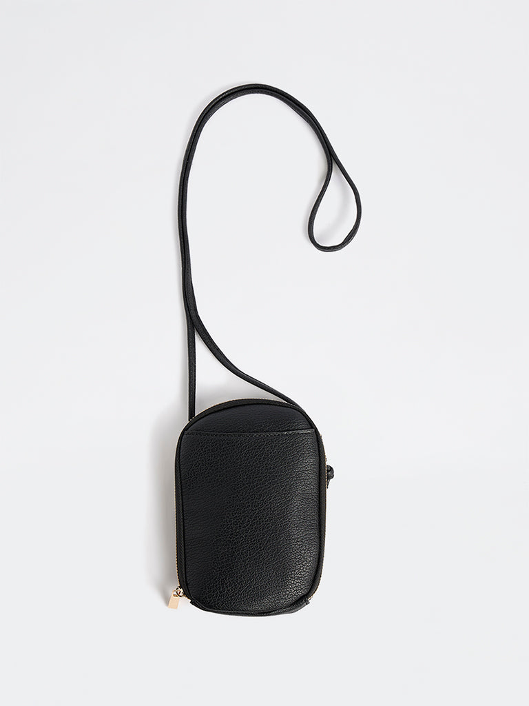Westside Black Textured Phone Sling Bag