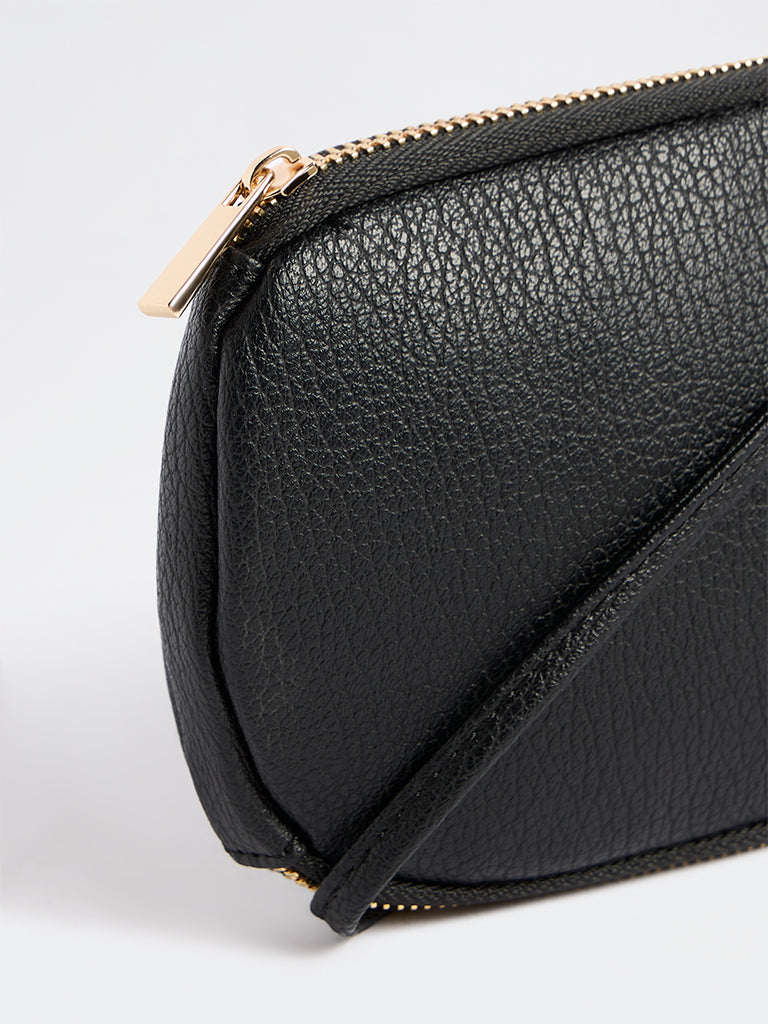Westside Black Textured Phone Sling Bag