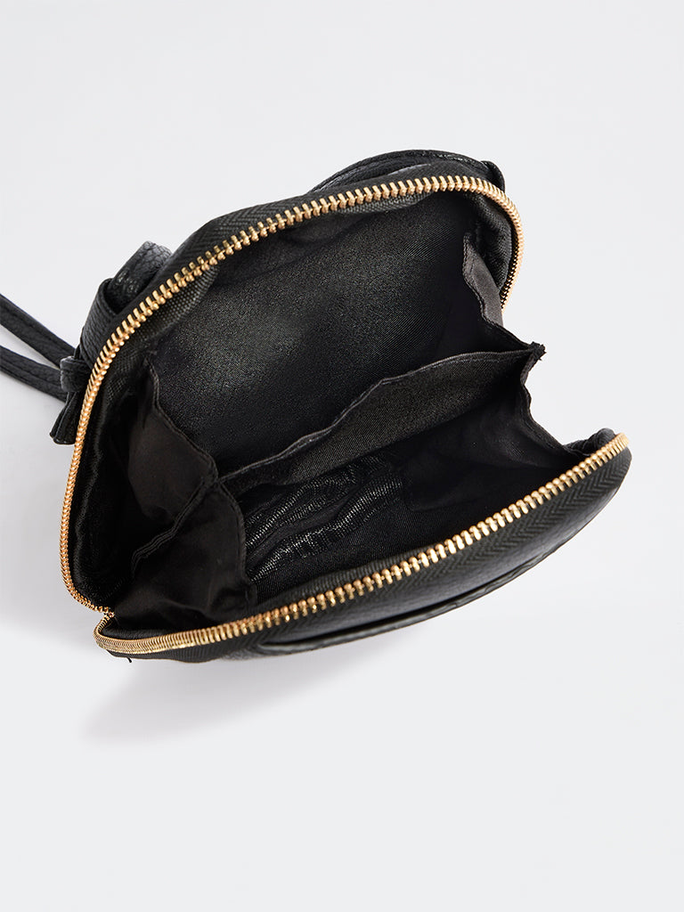 Westside Black Textured Phone Sling Bag