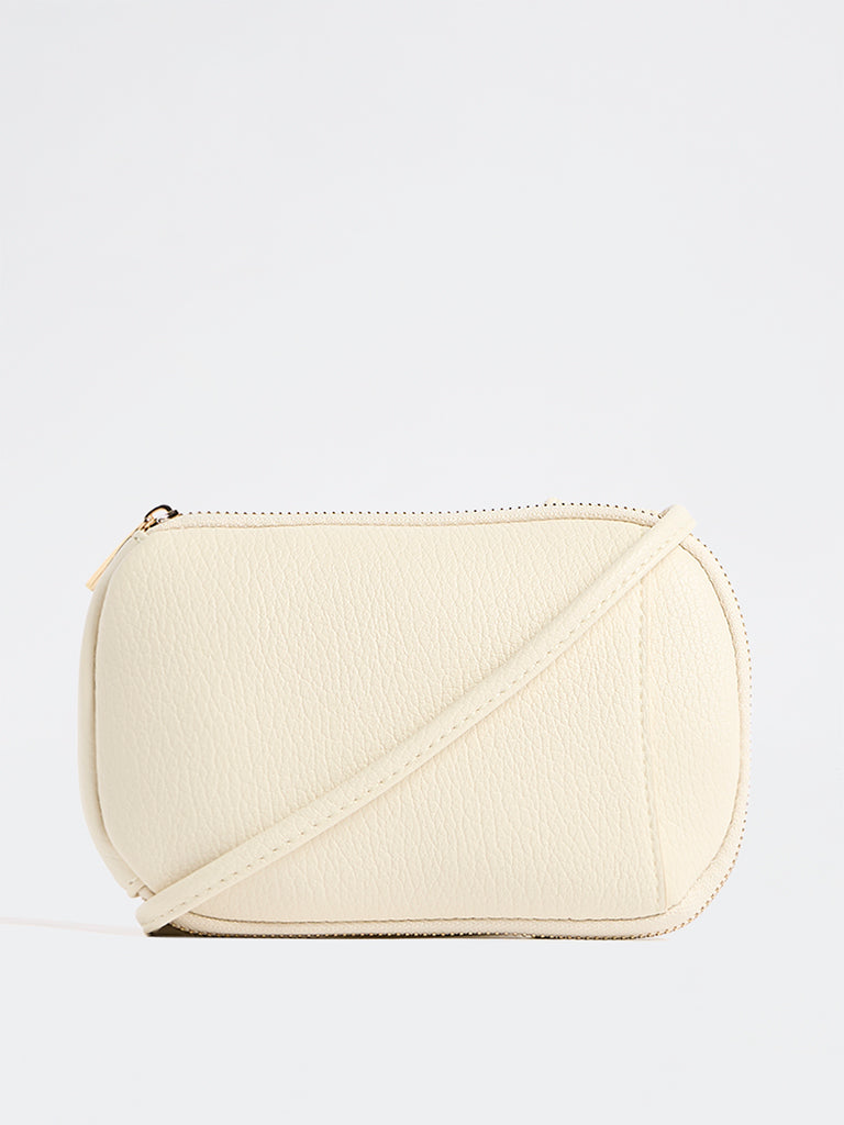 Westside Off-White Textured Phone Sling Bag