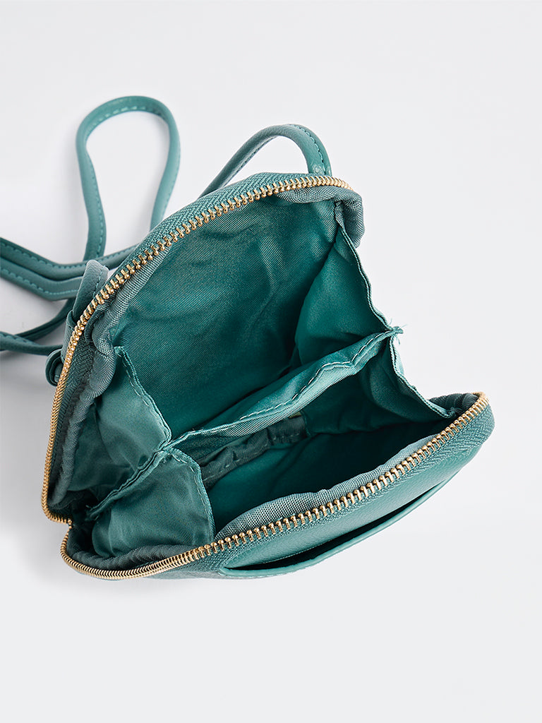 Westside Teal Textured Phone Sling Bag