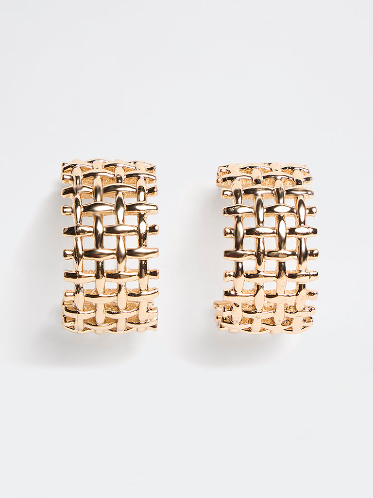 Westside Accessories Gold Textured Statement Hoop Earrings