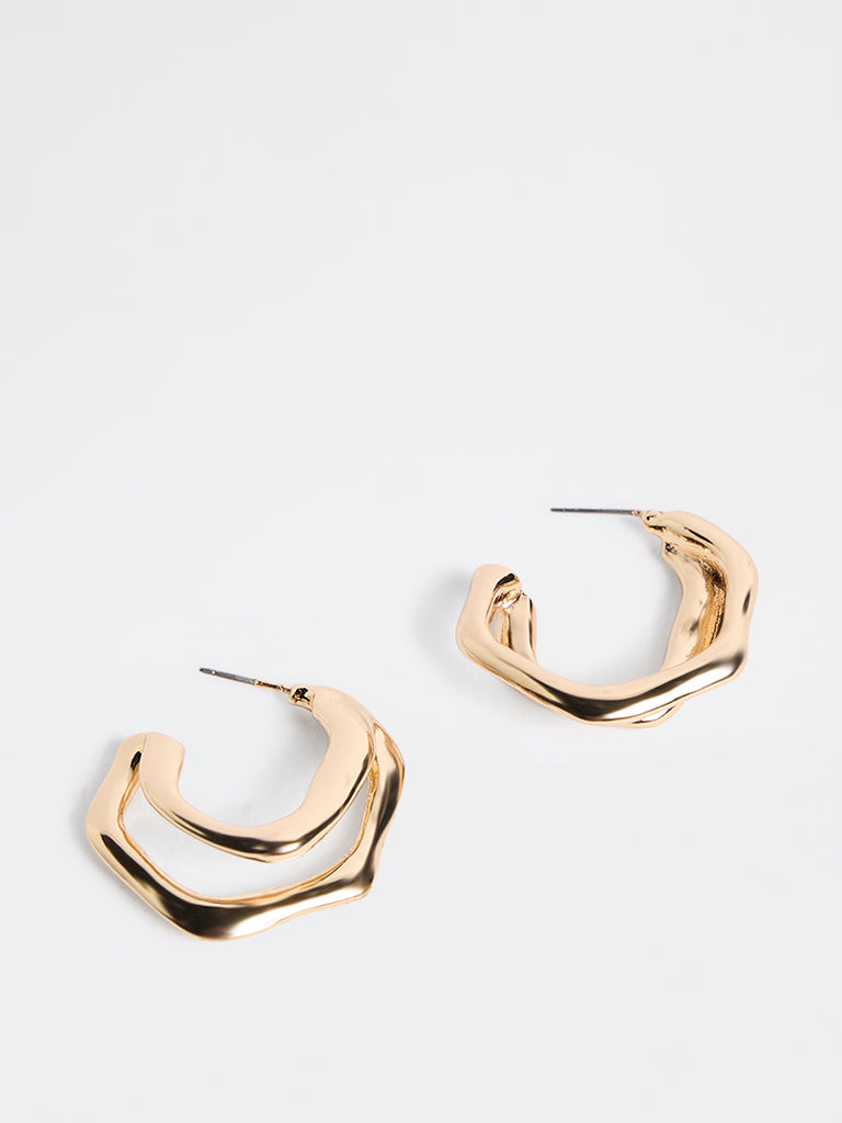 Westside Accessories Gold Statement Molten Hoop Earrings