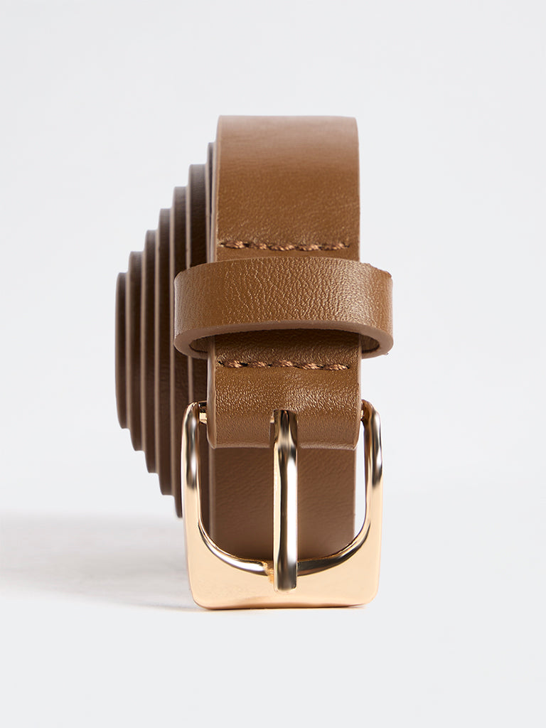 Westside Accessories Tan Square Buckle Belt