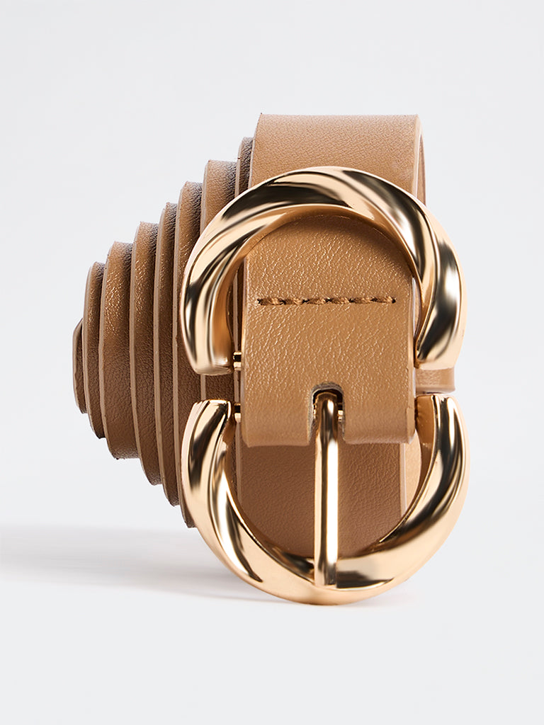 Westside Accessories Dark Beige Twisted Double D-Buckle Belt