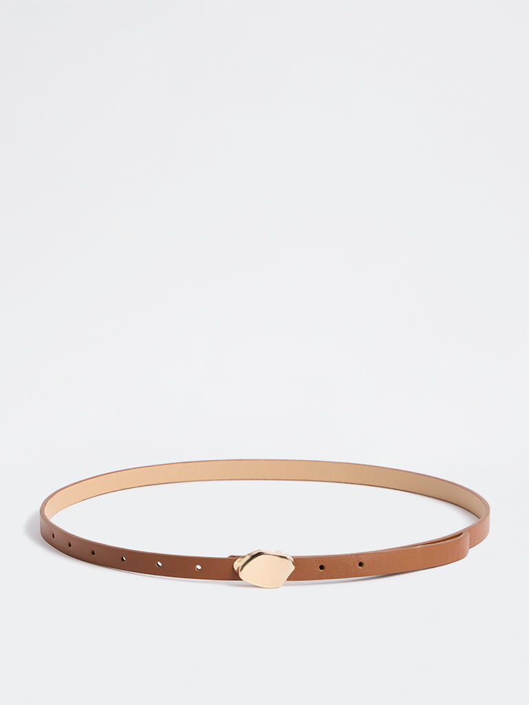 Westside Accessories Tan Sculpted Buckle Belt