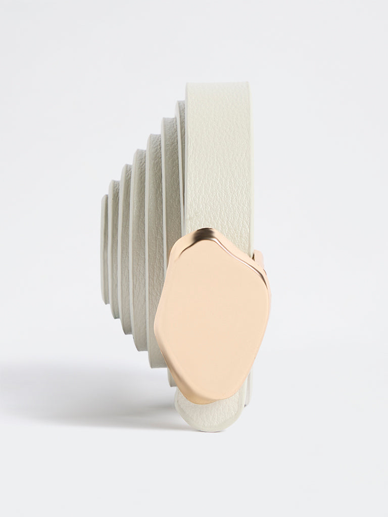 Westside Accessories Ivory Sculpted Buckle Belt