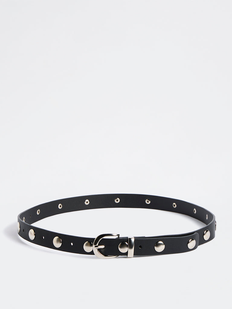 Westside Accessories Black Stud-Detail Buckle Belt