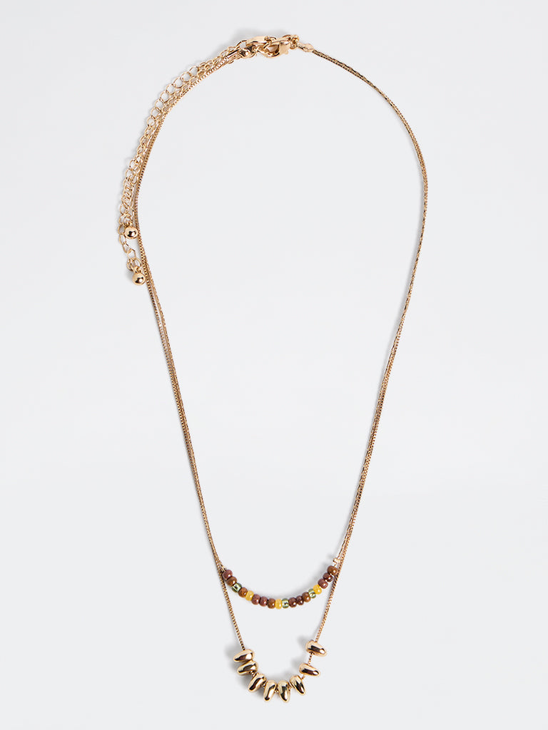 Westside Accessories Gold 2-Layer Beaded Dainty Necklace