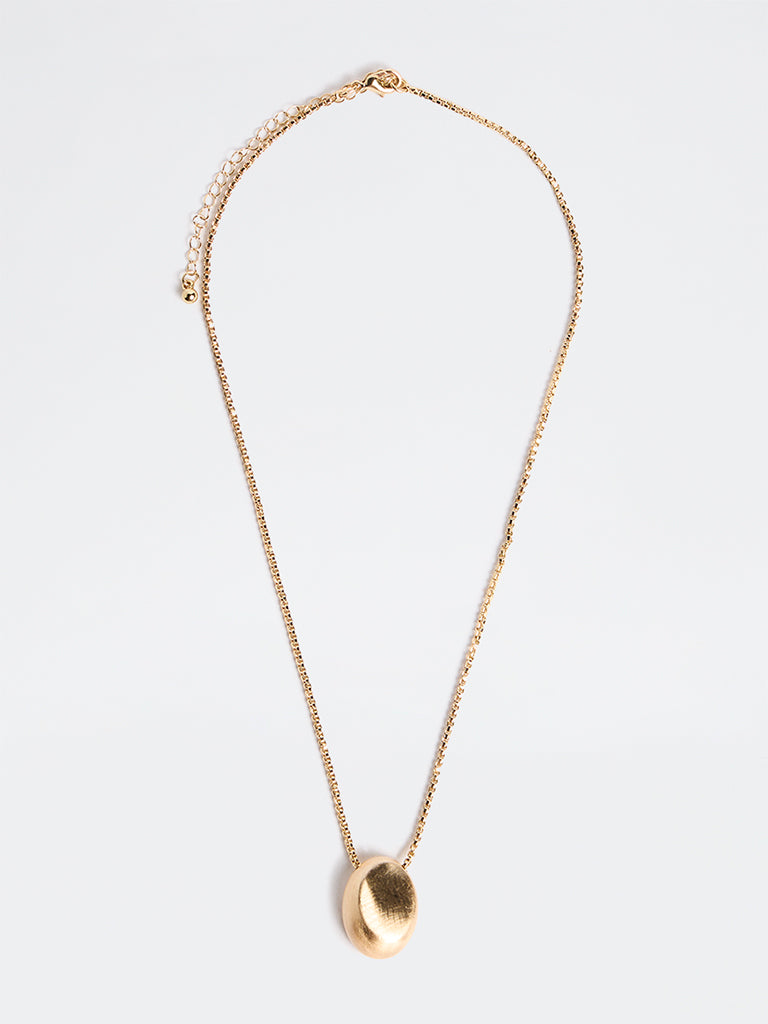 Westside Accessories Gold Puffy Pendant Chain Necklace