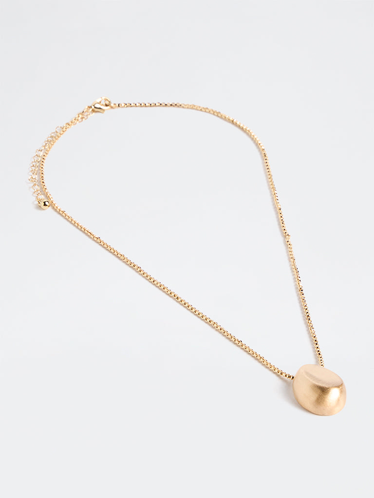 Westside Accessories Gold Puffy Pendant Chain Necklace