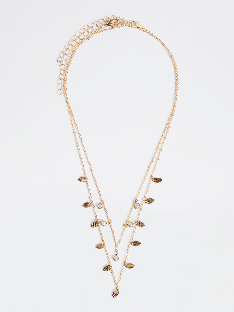 Westside Accessories Gold Leaf Charm Layered Necklace - Pack of 2