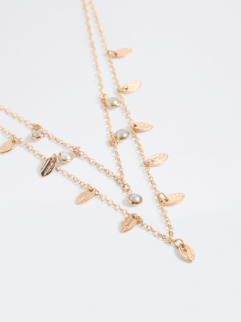 Westside Accessories Gold Leaf Charm Layered Necklace - Pack of 2