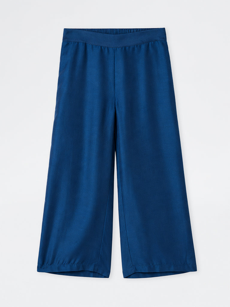 Diza Dark Blue Embroidered Pants