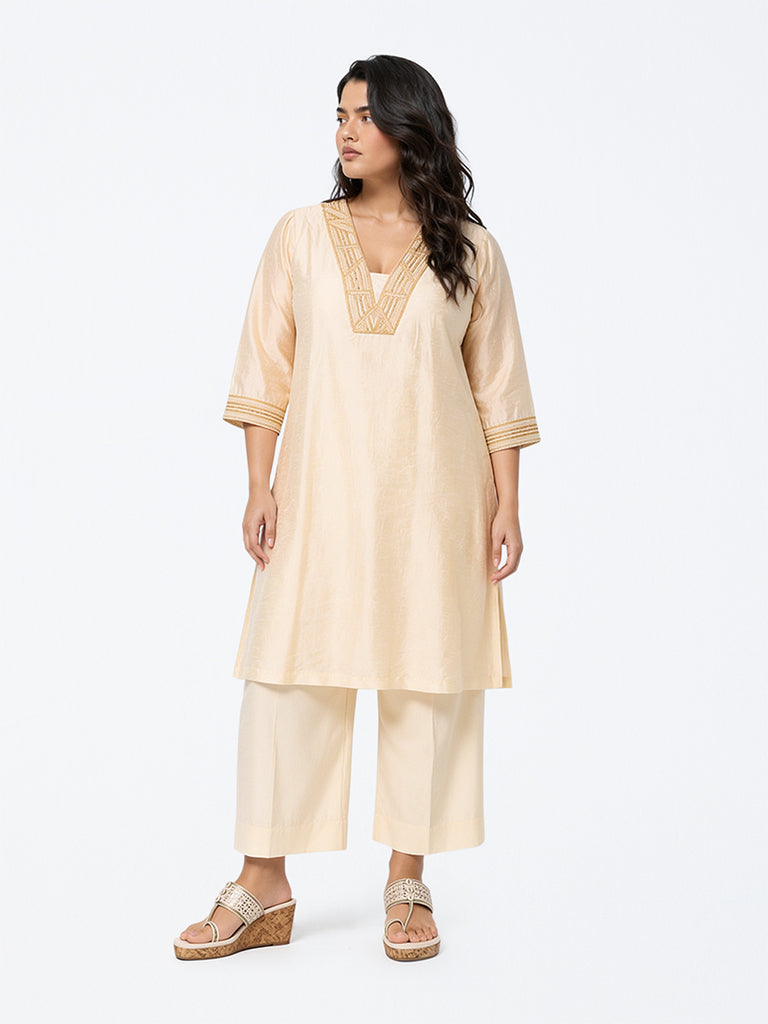 Diza Ivory Solid Pants
