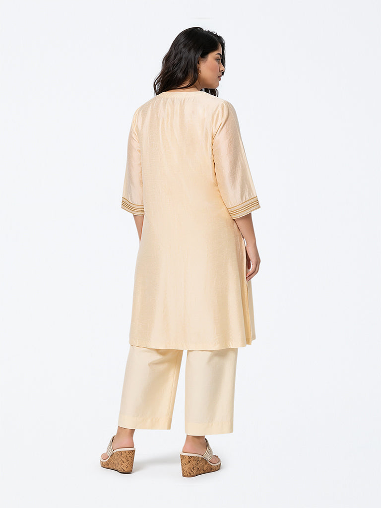 Diza Ivory Embellished A-Line Kurta