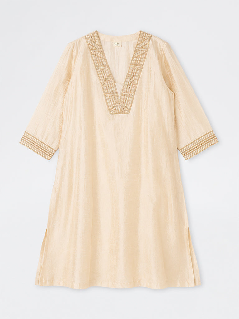 Diza Ivory Embellished A-Line Kurta