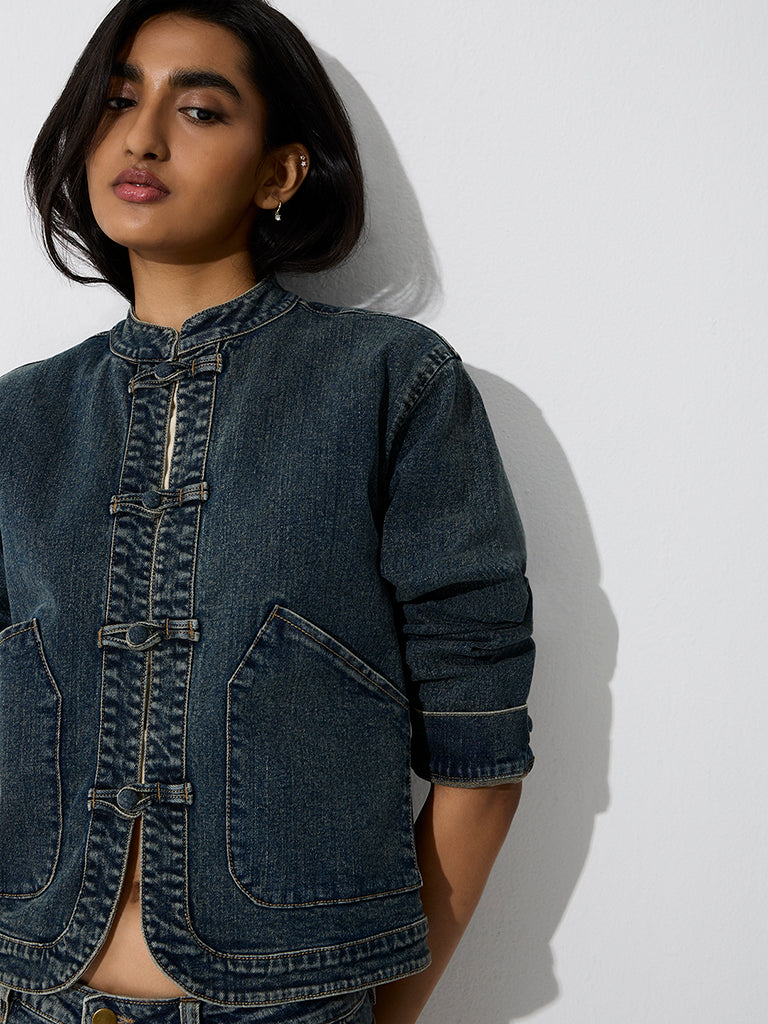 LOV Dark Blue Washed Denim Jacket