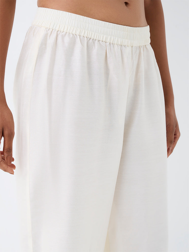Zuba Off-White Solid Pants