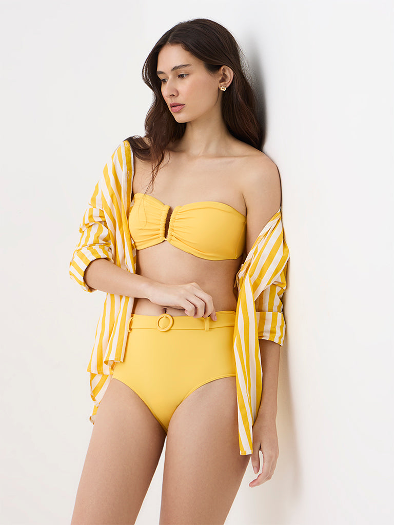 Wunderlove Yellow Ruched Padded Bandeau Bra