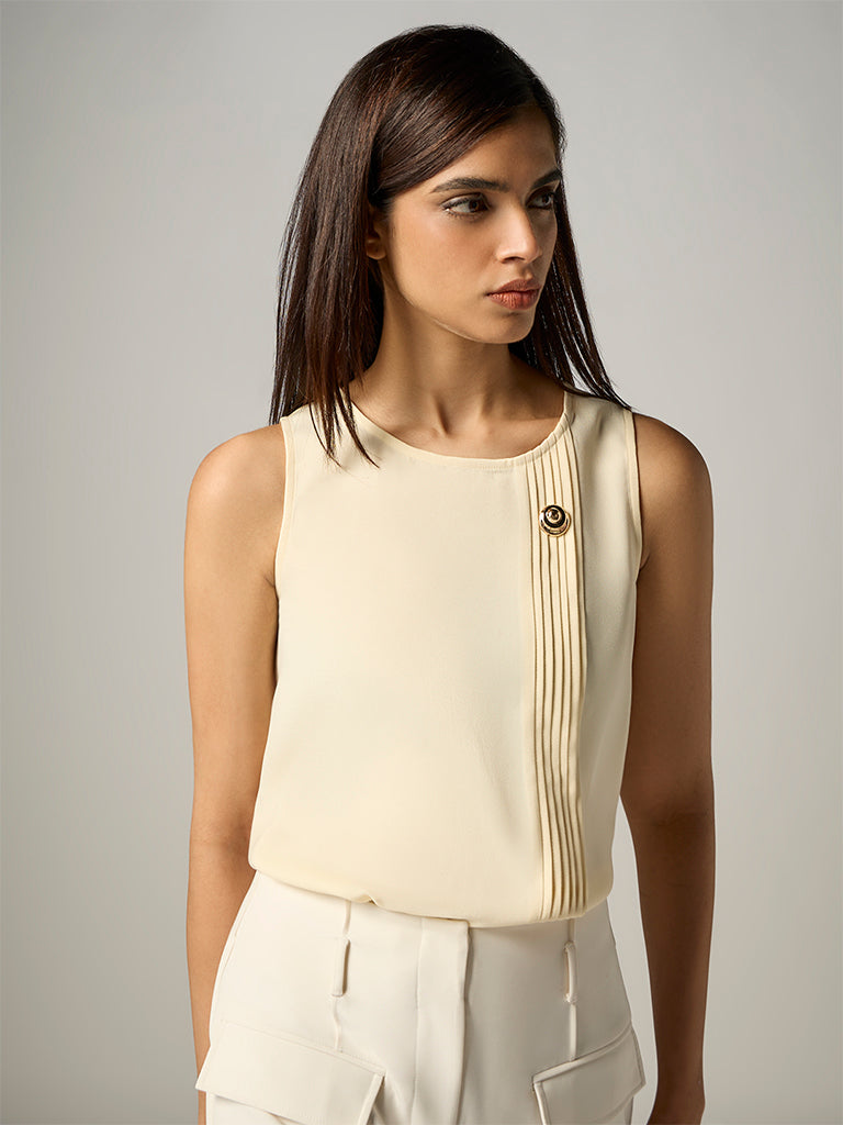 Wardrobe Light Yellow Pintuck Detail Top