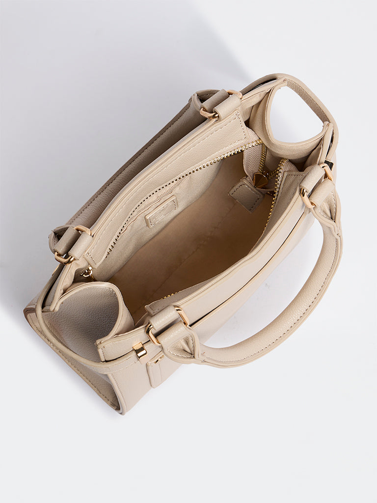 Westside Ivory Textured Geometric Crossbody Sling Bag