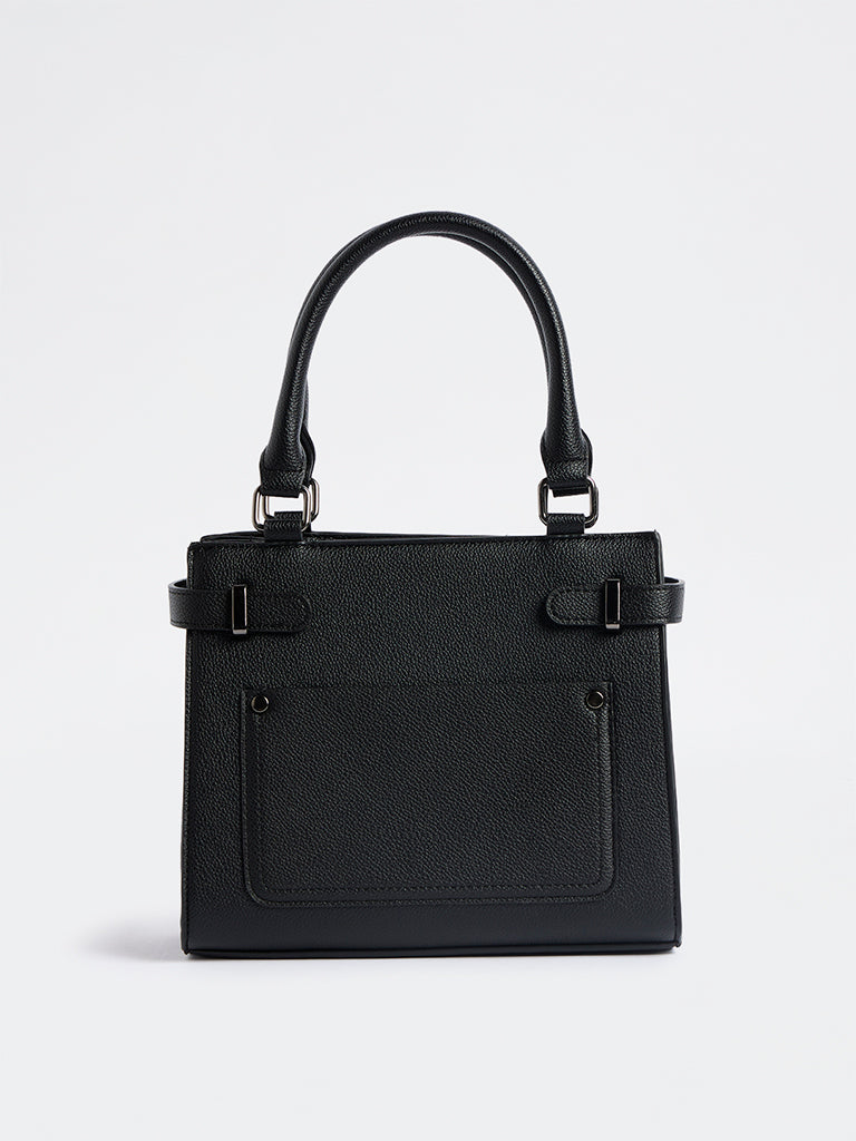 Westside Black Textured Geometric Crossbody Sling Bag