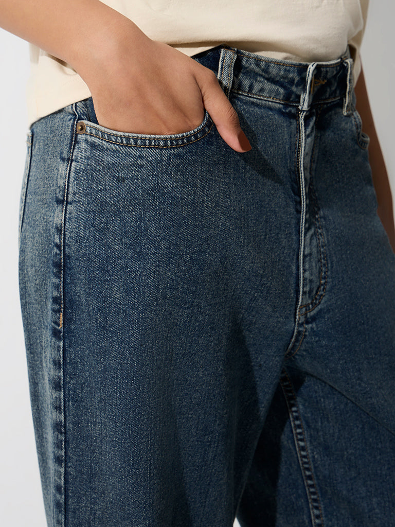 LOV Dark Blue Straight-Fit High-Rise Jeans