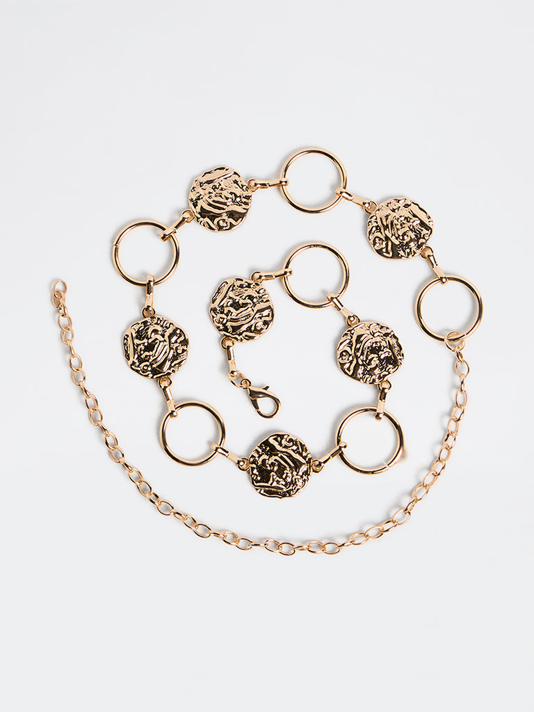 Westside Accessories Gold Textured Metal Link Belt