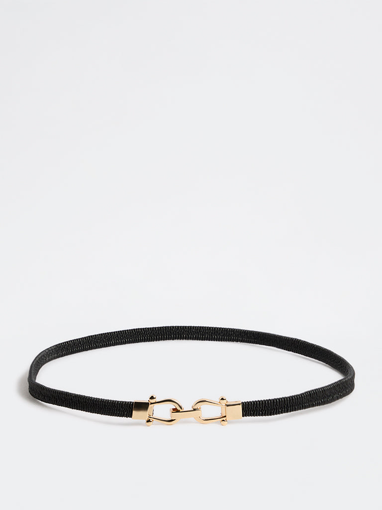Westside Accessories Black Buckle Detailed Stretch Belt