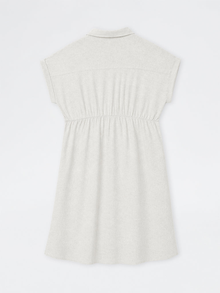 Gia Off-White Pintuck-Detail Linen-Blend Shirt Dress