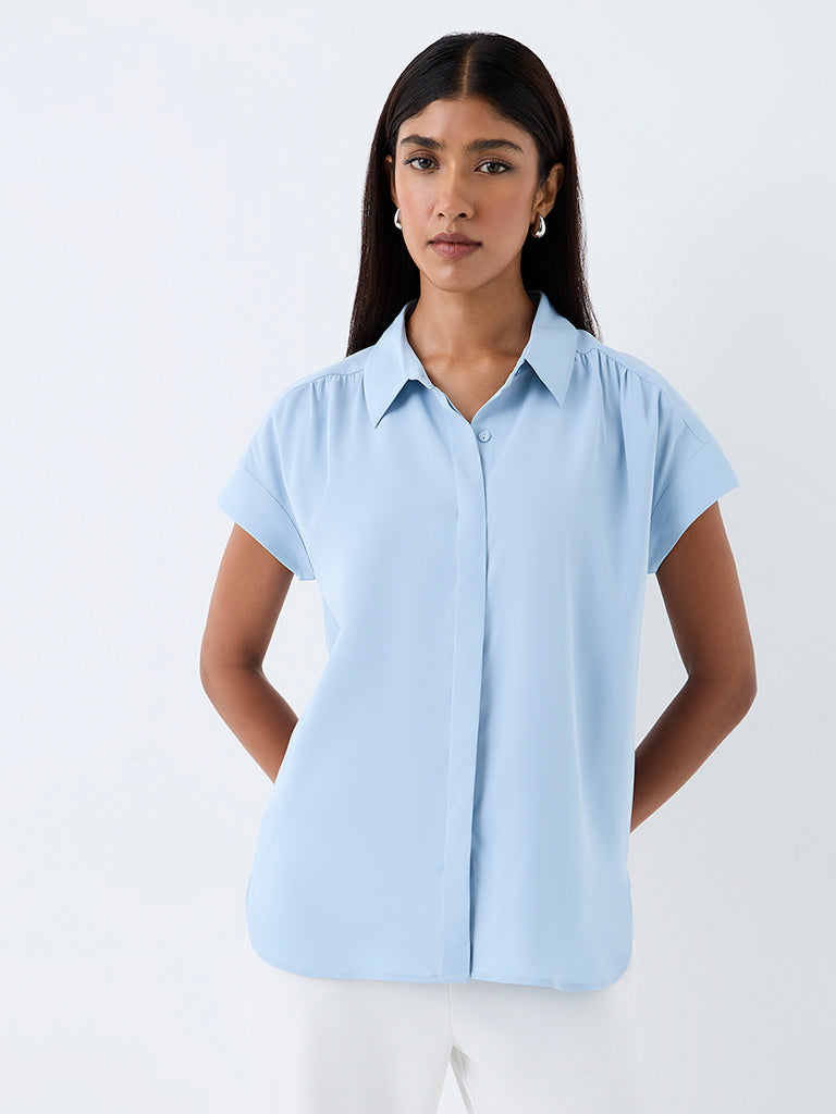 Wardrobe Light Blue Solid Shirt