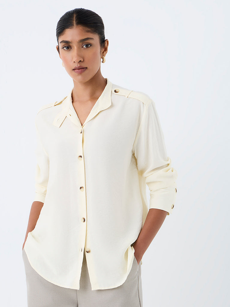Wardrobe Cream Solid Shirt