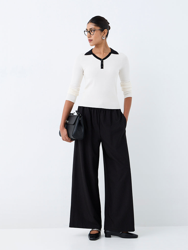 Wardrobe White Contrast-Detail Top