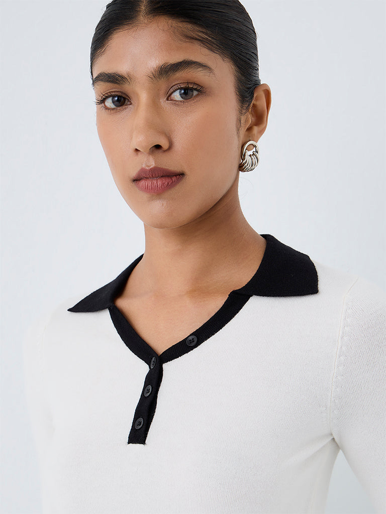 Wardrobe White Contrast-Detail Top