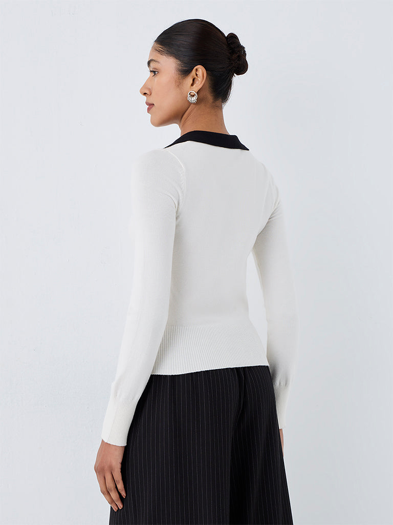 Wardrobe White Contrast-Detail Top