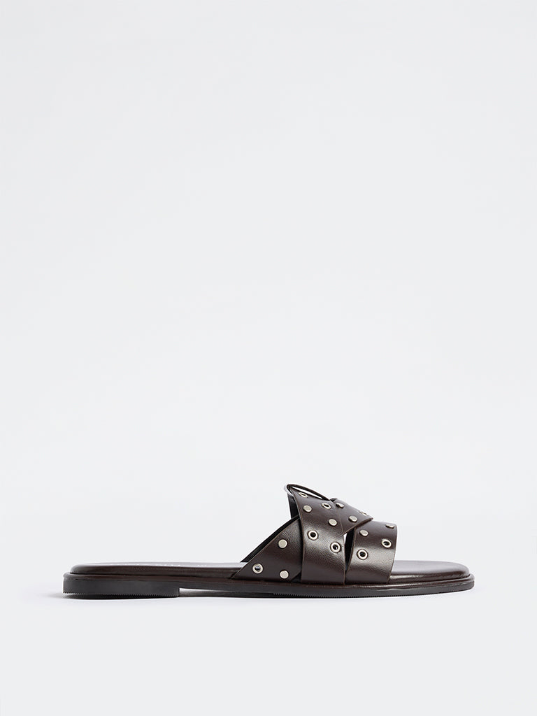 LUNA BLU Dark Brown Slides
