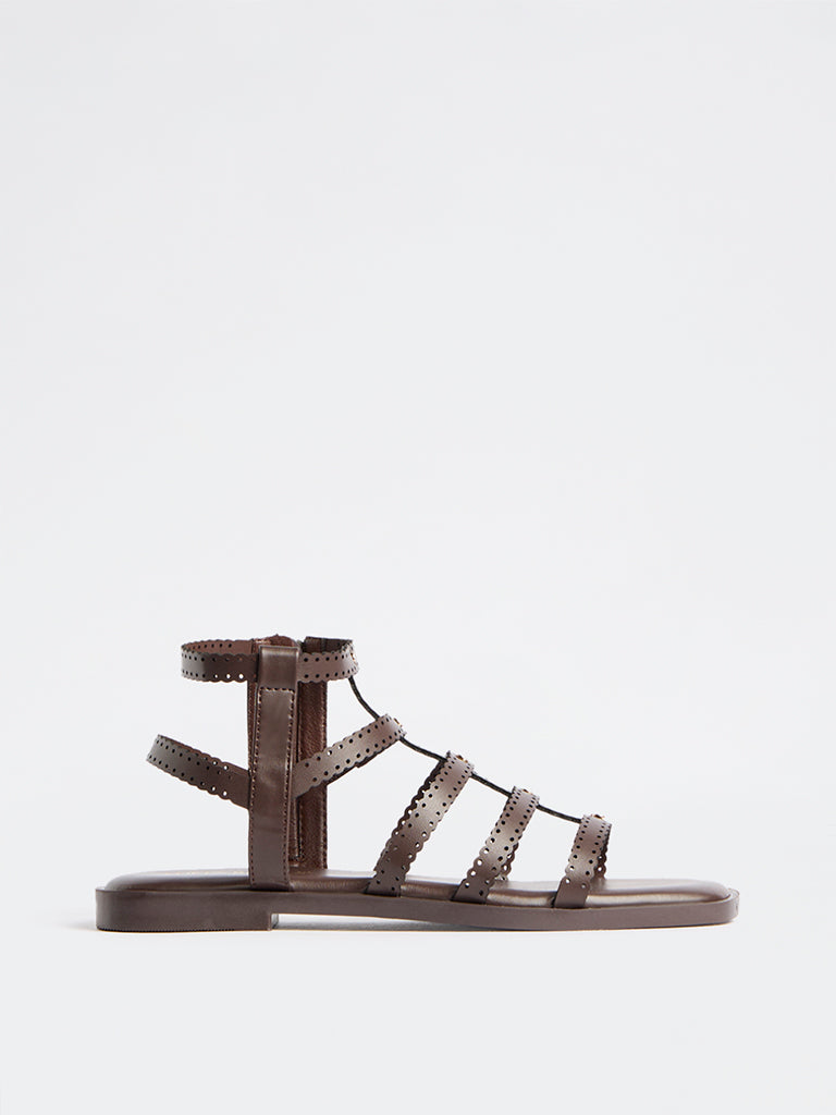 LUNA BLU Dark Brown Gladiator Sandals