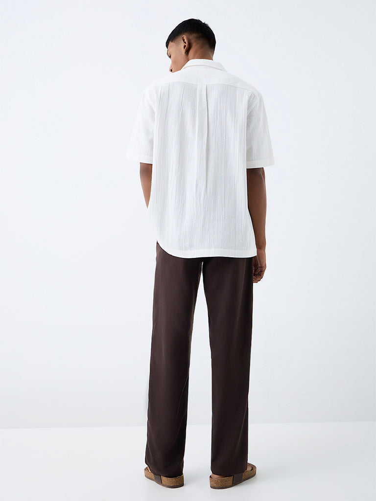 ETA Dark Brown Solid Relaxed-Fit Mid-Rise Chinos
