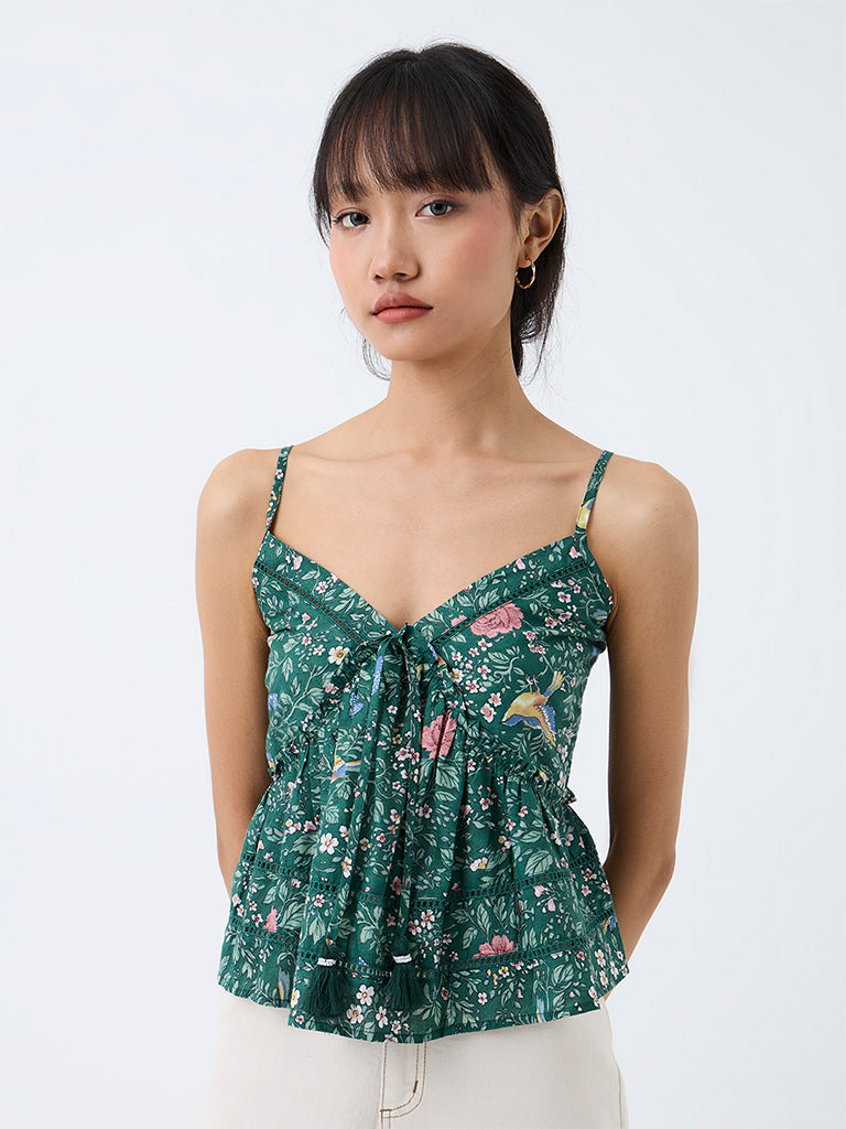 Bombay Paisley Dark Teal Nature-Inspired Cotton Top