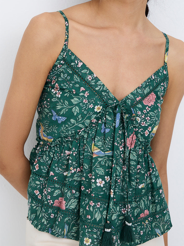 Bombay Paisley Dark Teal Nature-Inspired Cotton Top