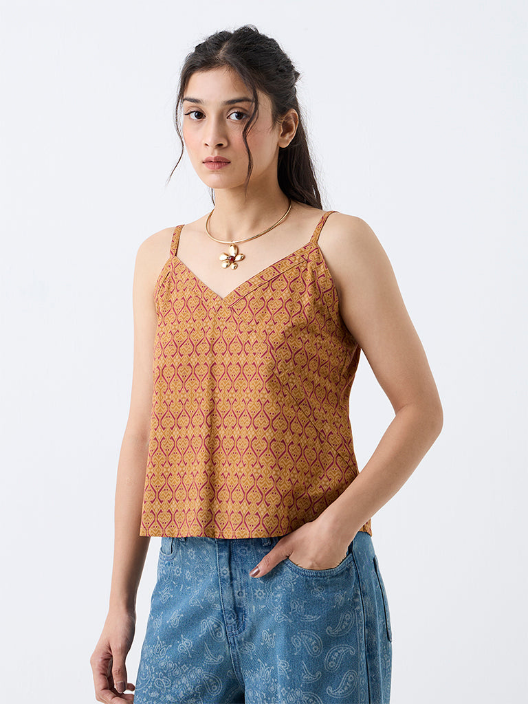 Bombay Paisley Mustard Printed Cotton Top