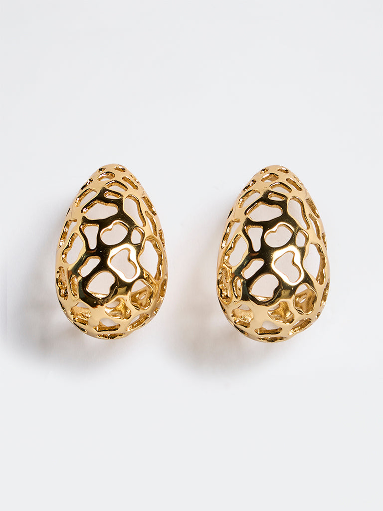 Westside Accessories Gold Cut-Out Teardrop Earrings