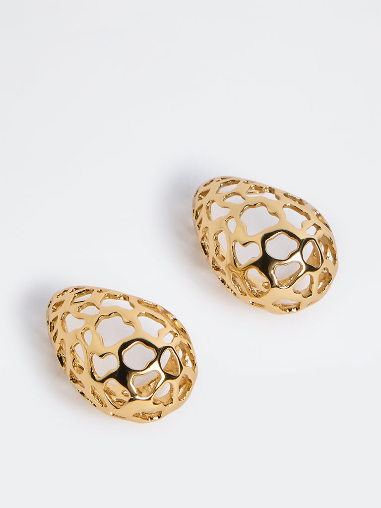 Westside Accessories Gold Cut-Out Teardrop Earrings