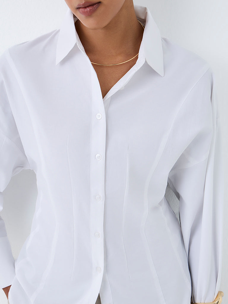 Wardrobe White Solid Shirt