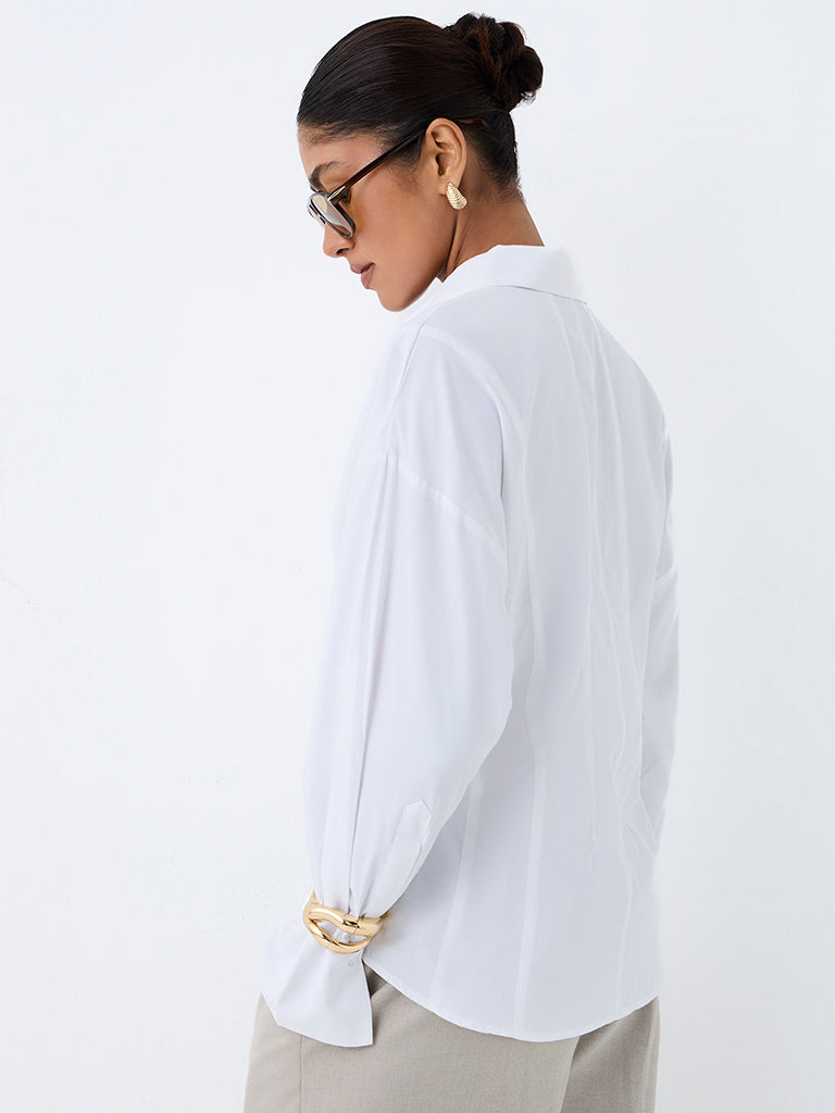 Wardrobe White Solid Shirt