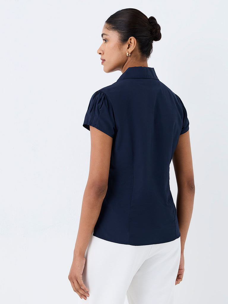 Wardrobe Navy Solid Shirt