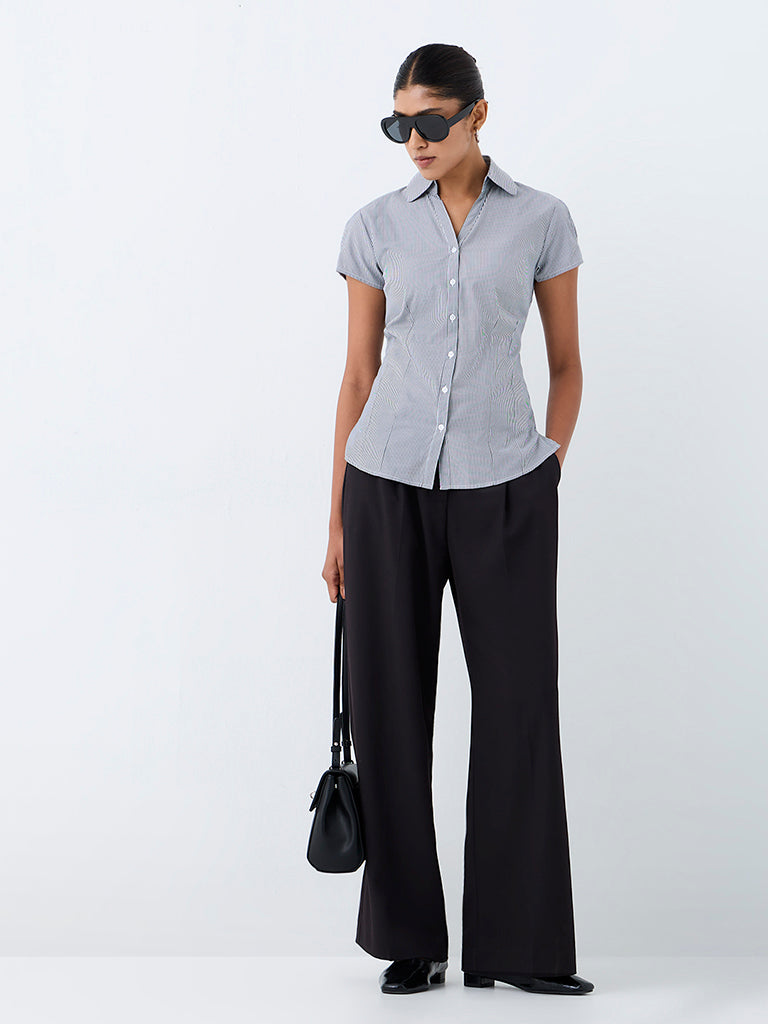 Wardrobe Grey Striped Cotton-Blend Shirt