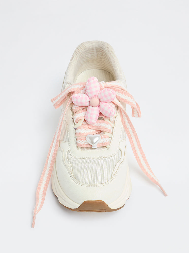 LUNA BLU Light Pink Multi-Design Shoe Charms with Laces Set - Pack of 6