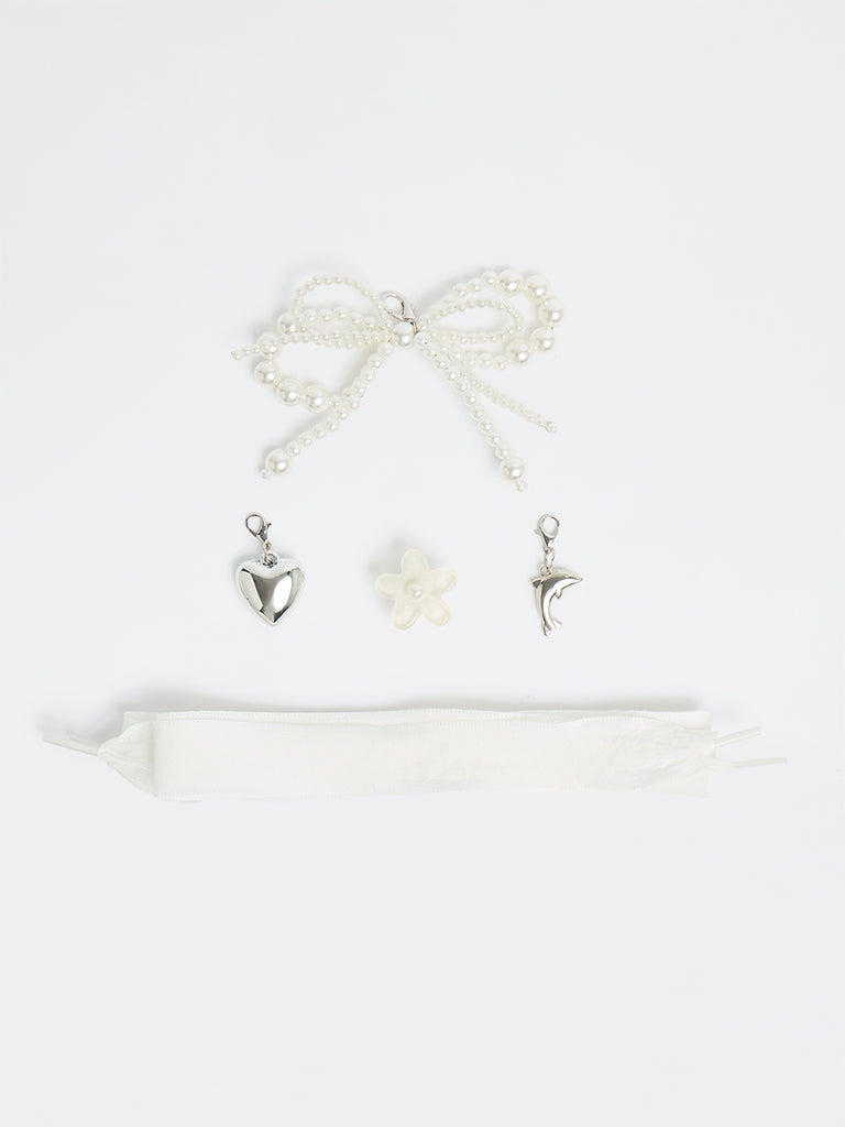 LUNA BLU White Multi-Design Shoe Charms with Lace Set - Pack of 5